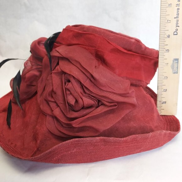 Bridget Armstrong Wide Brim Hat Lady Feathers Elegant Kentucky Derby Tea Party - Picture 16 of 16